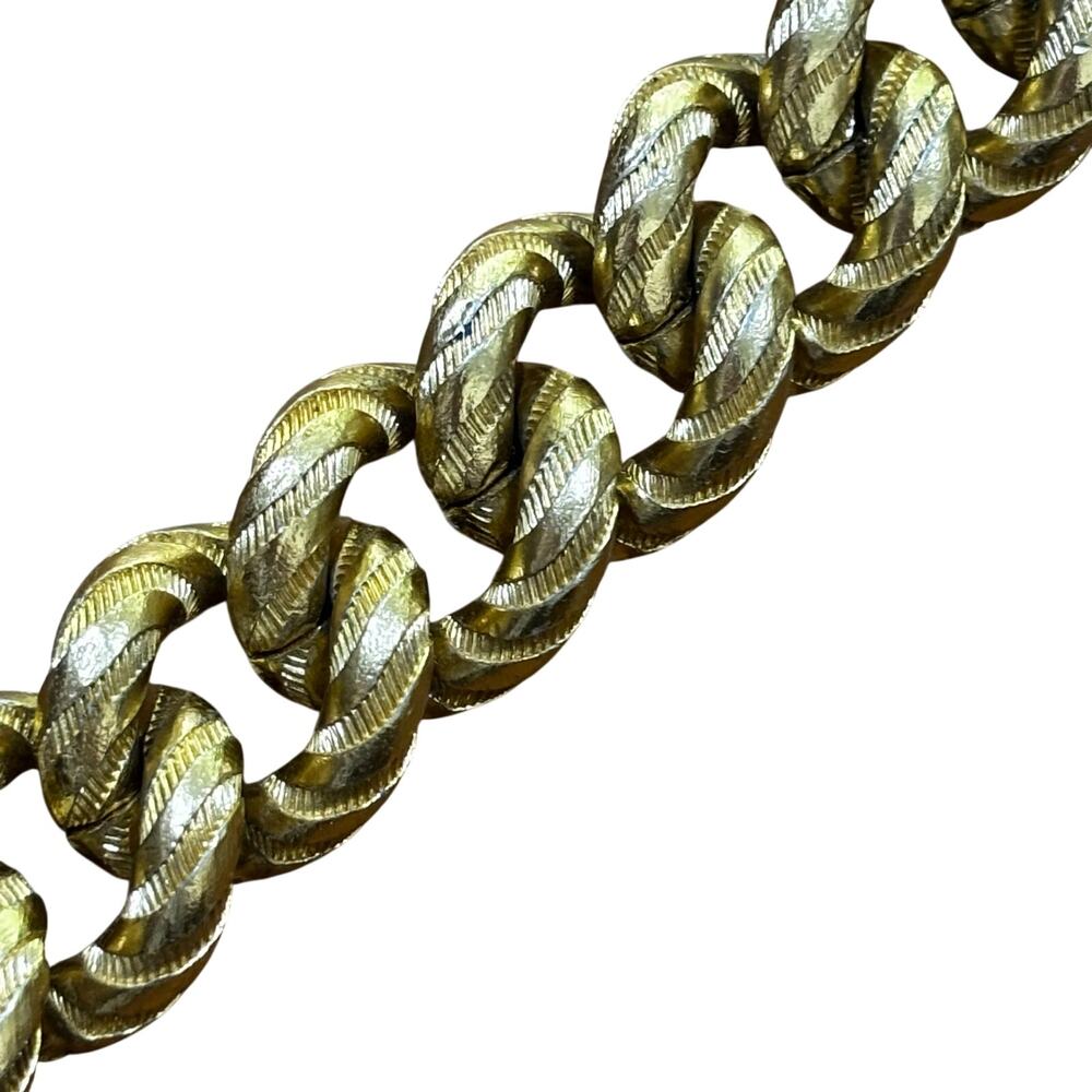 Vintage Chunky Chain Link Bracelet gold textured dimensional rope Toggle Clasp